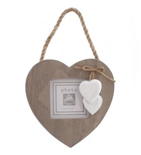 Windhorse Ethically Sourced Driftwood Style Picture Frame with White wooden painted hearts.
